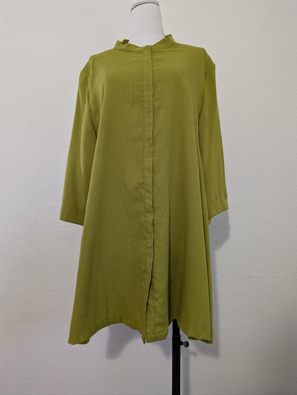Luii Zipper Up Olive Tunic Shirt Dress Cardigan Size XL